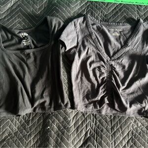 2 Black/gray Crop Tops. American Eagle & SO. Small